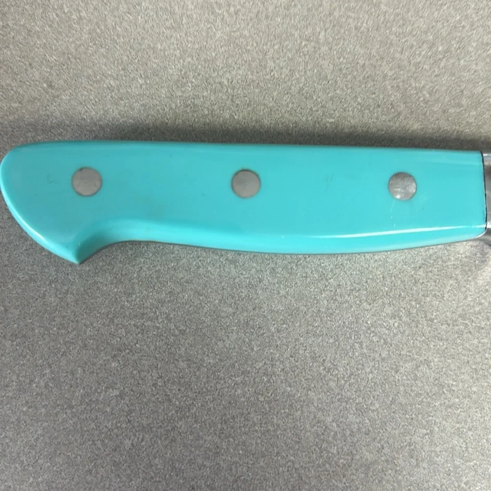 Pioneer Woman 8 in knife with Turquoise handle in good used condition
